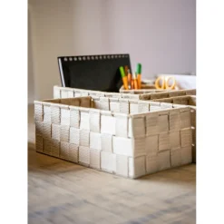 SET 6 PZ SCATOLA IN TESSUTO ORGANIZER ARMADIO SCAFFALI PORTA OGGETTI BEIGE 79069