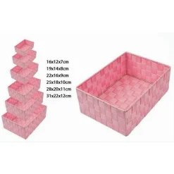 SET 6 PZ SCATOLA IN TESSUTO ORGANIZER ARMADIO SCAFFALI PORTA OGGETTI ROSA 79071