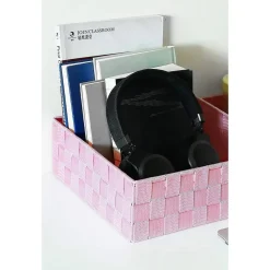 SET 6 PZ SCATOLA IN TESSUTO ORGANIZER ARMADIO SCAFFALI PORTA OGGETTI ROSA 79071