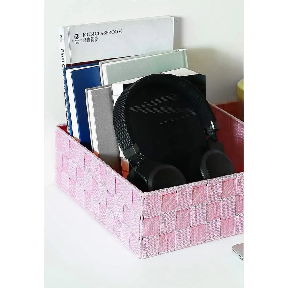 SET 6 PZ SCATOLA IN TESSUTO ORGANIZER ARMADIO SCAFFALI PORTA OGGETTI ROSA 79071