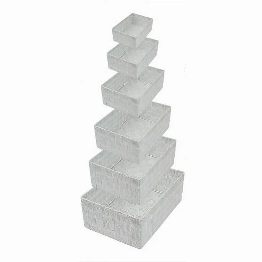 SET 6 PZ SCATOLA IN TESSUTO ORGANIZER SCAFFALI PORTA OGGETTI GRIGIO CHIARO 79066