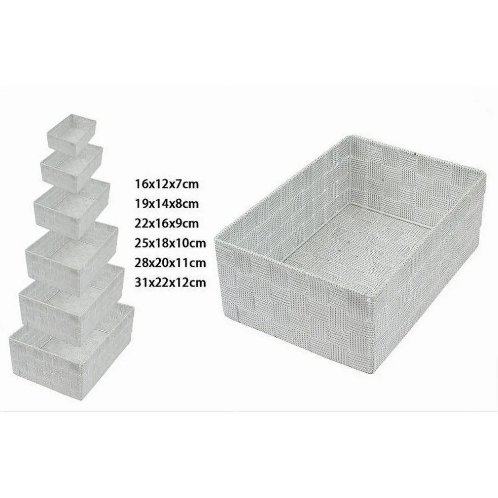 SET 6 PZ SCATOLA IN TESSUTO ORGANIZER SCAFFALI PORTA OGGETTI GRIGIO CHIARO 79066