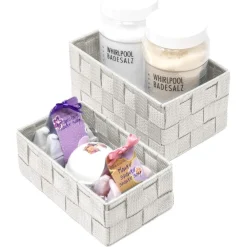 SET 6 PZ SCATOLA IN TESSUTO ORGANIZER SCAFFALI PORTA OGGETTI GRIGIO CHIARO 79066