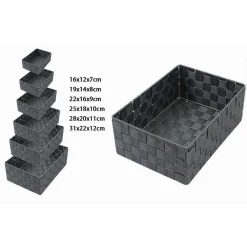 SET 6 PZ SCATOLA IN TESSUTO ORGANIZER SCAFFALI PORTA OGGETTI GRIGIO SCURO 79068