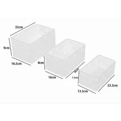 SET 3 PZ SCATOLA PORTA OGGETTI IN TESSUTO INTRECCIATO CONTENITORI BIANCO 79138