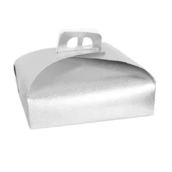 SET 3 PZ SCATOLA PORTA TORTA ARGENTO 33X33CM DOLCI PASTICCERIA FESTA PARTY 58014