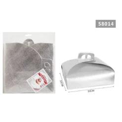 SET 3 PZ SCATOLA PORTA TORTA ARGENTO 33X33CM DOLCI PASTICCERIA FESTA PARTY 58014