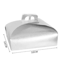 SET 3 PZ SCATOLA PORTA TORTA ARGENTO 33X33CM DOLCI PASTICCERIA FESTA PARTY 58014