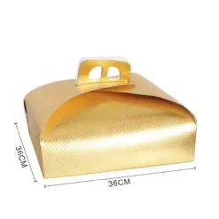 SET 3 PZ SCATOLA PORTA TORTA ORO 36X36CM PER DOLCI PASTE PASTICCERIA FESTA 58009