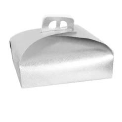 SET 3 PZ SCATOLA PORTA TORTA ARGENTO 29X29CM DOLCI PASTICCERIA FESTA PARTY 58013