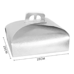 SET 3 PZ SCATOLA PORTA TORTA ARGENTO 25X25CM DOLCI PASTICCERIA FESTA PARTY 58012