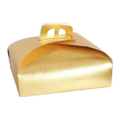 SET 3 PZ SCATOLA PORTA TORTA ORO 33X33CM PER DOLCI PASTE PASTICCERIA FESTA 58008