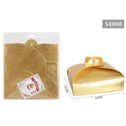 SET 3 PZ SCATOLA PORTA TORTA ORO 33X33CM PER DOLCI PASTE PASTICCERIA FESTA 58008
