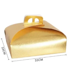 SET 3 PZ SCATOLA PORTA TORTA ORO 33X33CM PER DOLCI PASTE PASTICCERIA FESTA 58008