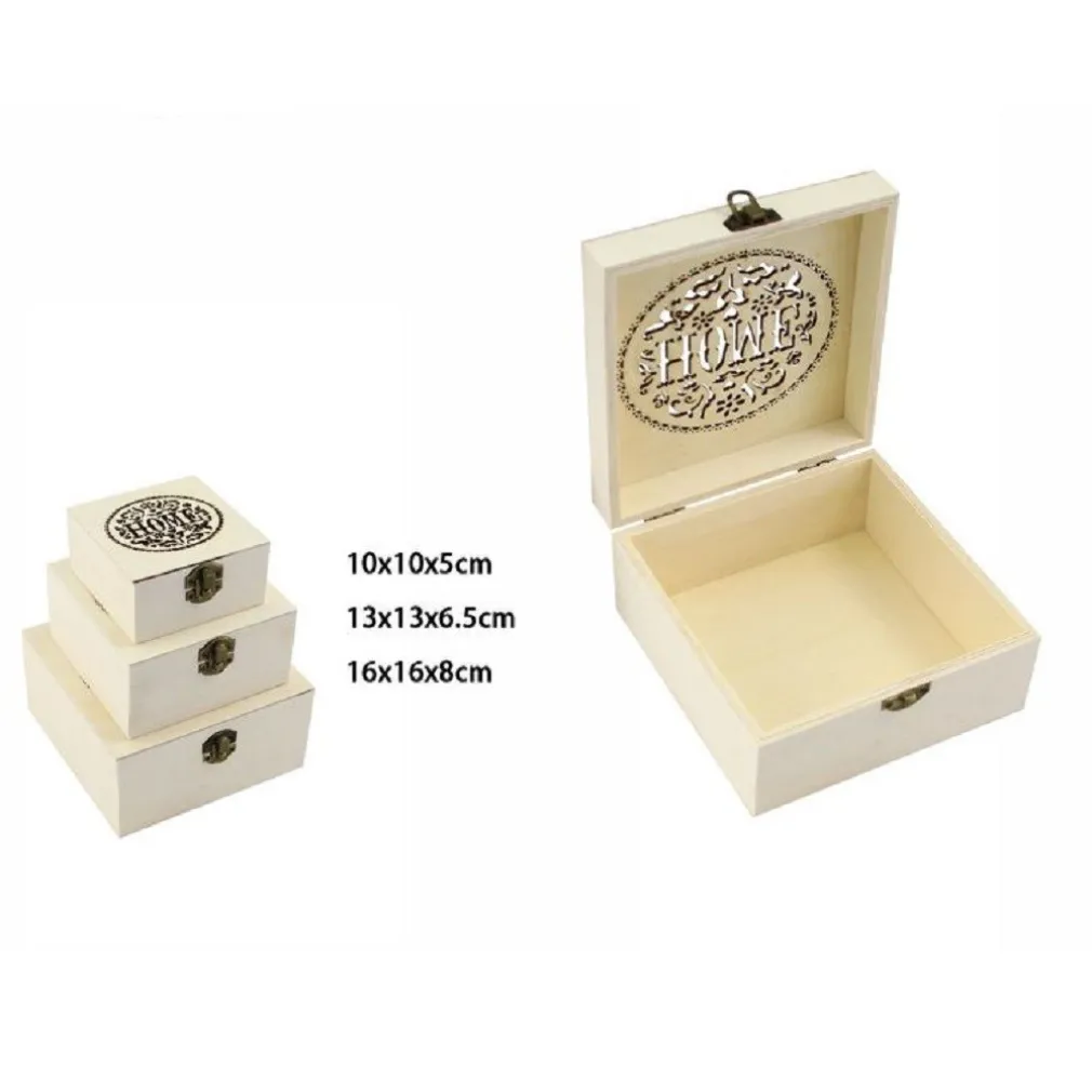 SET 3 PZ SCATOLE LEGNO DECOUPAGE PORTAGIOIE INCISE HOME SCATOLA COFANETTO 74010A