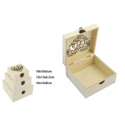 SET 3 PZ SCATOLE LEGNO DECOUPAGE PORTAGIOIE CUORE LOVE SCATOLA COFANETTO 74012A