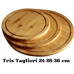 SET 3 PZ TAGLIERE TAGLIERI BAMBOO SPESSI TAGLIARE CARNE VERDURE PANE 24-28-36 CM