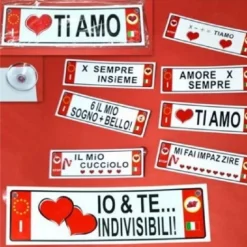 SET 2 PZ TARGA TARGHETTA ADESIVA IDEA REGALO SAN VALENTINO MOD. ASSORTITI 27X8CM