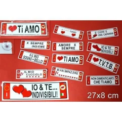 SET 2 PZ TARGA TARGHETTA ADESIVA IDEA REGALO SAN VALENTINO MOD. ASSORTITI 27X8CM