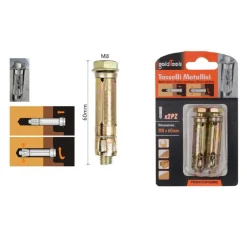 SET 2 PZ TASSELLI METALLICI TASSELLO BULLONI M8 X 60MM ACCESSORI MINUTERIA 91041