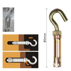 SET 2 PZ TASSELLI METALLICI CON GANCIO BULLONI M6X80MM ACCESSORI MINUTERIA 91044