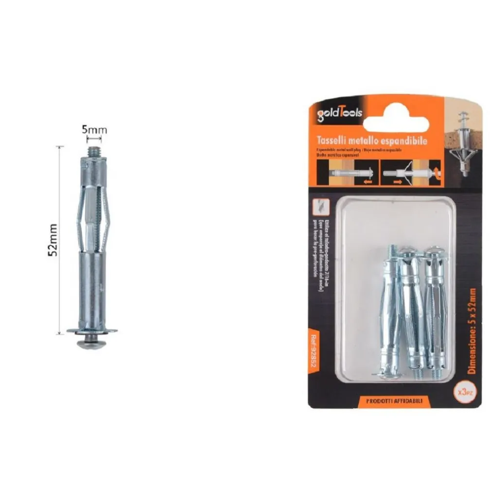 SET 3 PZ TASSELLI METALLICI ESPANDIBILI VITI A ESPANSIONE STILE I 5X52 MM 92852