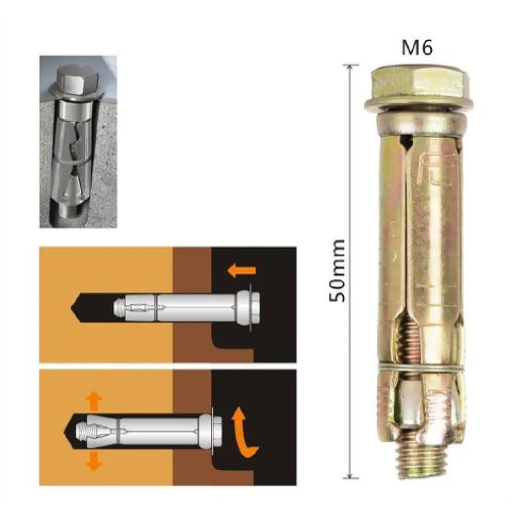 SET 2 PZ TASSELLI METALLICI TASSELLO BULLONI M6 X 50MM ACCESSORI MINUTERIA 91040