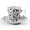 SET 6 PZ TAZZINE CAFFÈ CON 6 PIATTINI BIANCO DECO IN PORCELLANA DECORATE 780776