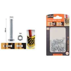 SET 16 PZ VITE VITI PER ESTERNO A TESTA ESAGONALI 4X20 MM CON DADI DADO M4 90905