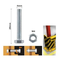 SET 16 PZ VITE VITI PER ESTERNO A TESTA ESAGONALI 4X20 MM CON DADI DADO M4 90905