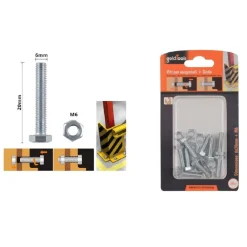 SET 9 PZ VITE VITI PER ESTERNO A TESTA ESAGONALI 6 X 20MM CON DADI DADO M6 90915