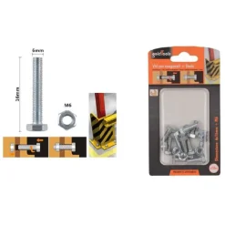 SET 10 PZ VITE VITI PER ESTERNO A TESTA ESAGONALI 6X16MM CON DADI DADO M6 90914