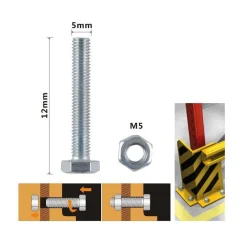 SET 14 PZ VITE VITI PER ESTERNO A TESTA ESAGONALI 5X12MM CON DADI DADO M5 90908
