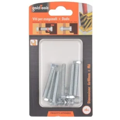 SET 6 PZ VITE VITI PER ESTERNO A TESTA ESAGONALI 6X40 MM CON DADI DADO M6 90917