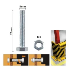 SET 3 PZ VITE VITI PER ESTERNO A TESTA ESAGONALI 8 X 20MM CON DADI DADO M8 90919