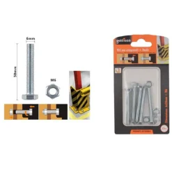 SET 5 PZ VITE VITI PER ESTERNO A TESTA ESAGONALI 6X50 MM CON DADI DADO M6 90918