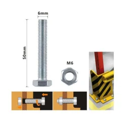 SET 5 PZ VITE VITI PER ESTERNO A TESTA ESAGONALI 6X50 MM CON DADI DADO M6 90918