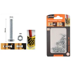 SET 17 PZ VITE VITI PER ESTERNO A TESTA ESAGONALI 4X16MM CON DADI DADO M4 90904