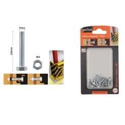 SET 18 PZ VITE VITI PER ESTERNO A TESTA ESAGONALI 4X12MM CON DADI DADO M4 90903