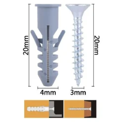 SET 32 PZ VITI VITE CROCE 3X20MM + TASSELLI CON ALETTE TASSELLO M4 FISCHER 57560