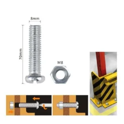 SET 3 PZ VITI VITE TESTA A CROCE TONDA 8 X 50MM CON DADI DADO ESAGONALE M8 90987