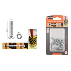 SET 12 PZ VITI VITE TESTA A CROCE TONDA 5X25MM CON DADI DADO ESAGONALE M5 90969