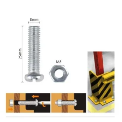 SET 4 PZ VITI VITE TESTA A CROCE TONDA 8X25MM CON DADI DADO ESAGONALE M8 90984