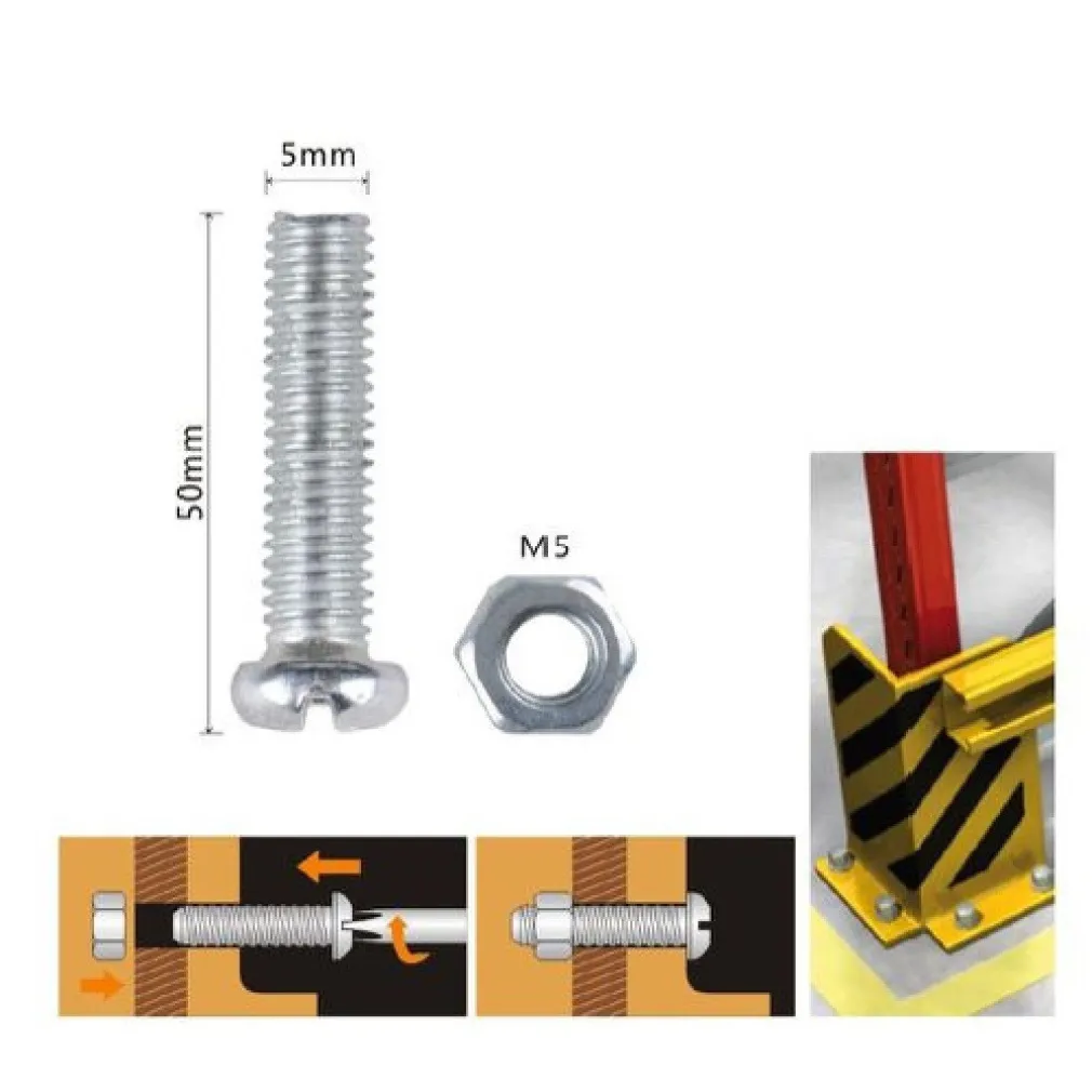 SET 8 PZ VITI VITE TESTA A CROCE TONDA 5 X 50MM CON DADI DADO ESAGONALE M5 90972