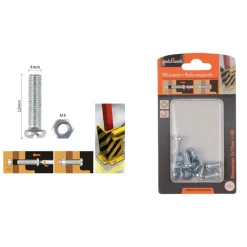 SET 5 PZ VITI VITE TESTA A CROCE TONDA 8X12 MM CON DADI DADO ESAGONALE M8 90981