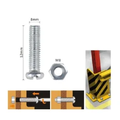 SET 5 PZ VITI VITE TESTA A CROCE TONDA 8X12 MM CON DADI DADO ESAGONALE M8 90981