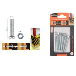 SET 6 PZ VITI VITE TESTA A CROCE TONDA 6 X 50MM CON DADI DADO ESAGONALE M6 90980