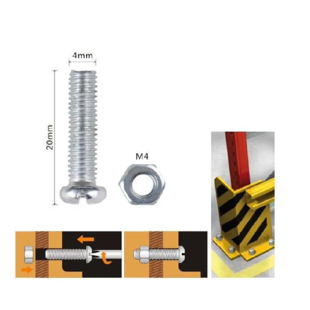 SET 22 PZ VITI VITE TESTA A CROCE TONDA 4X20 MM CON DADI DADO ESAGONALE M4 90961