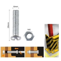 SET 10 PZ VITI VITE TESTA A CROCE TONDA 6X20 MM CON DADI DADO ESAGONALE M6 90976