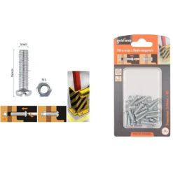 SET 18 PZ VITI VITE TESTA A CROCE TONDA 5X16 MM CON DADI DADO ESAGONALE M5 90967